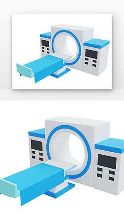 蓝色白色医用核磁共振检测仪3D医疗机器元