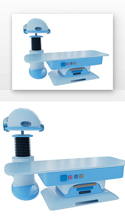 医疗机器扫描床蓝白色3D元素