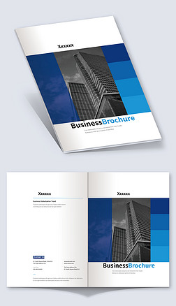 蓝色创意时尚企业宣传画册封面id设计模板