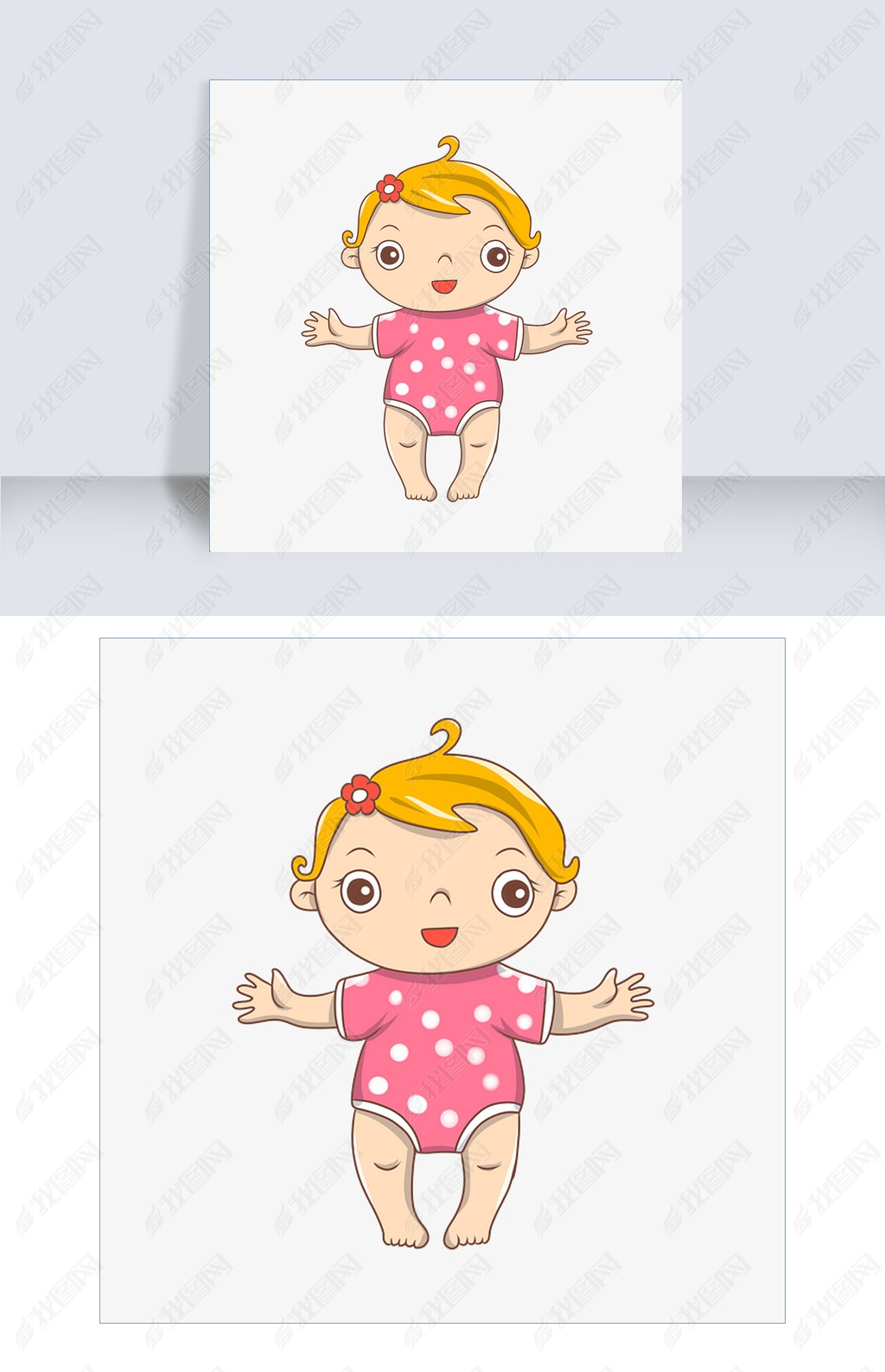 原创卡通可爱的女婴儿版权可商用