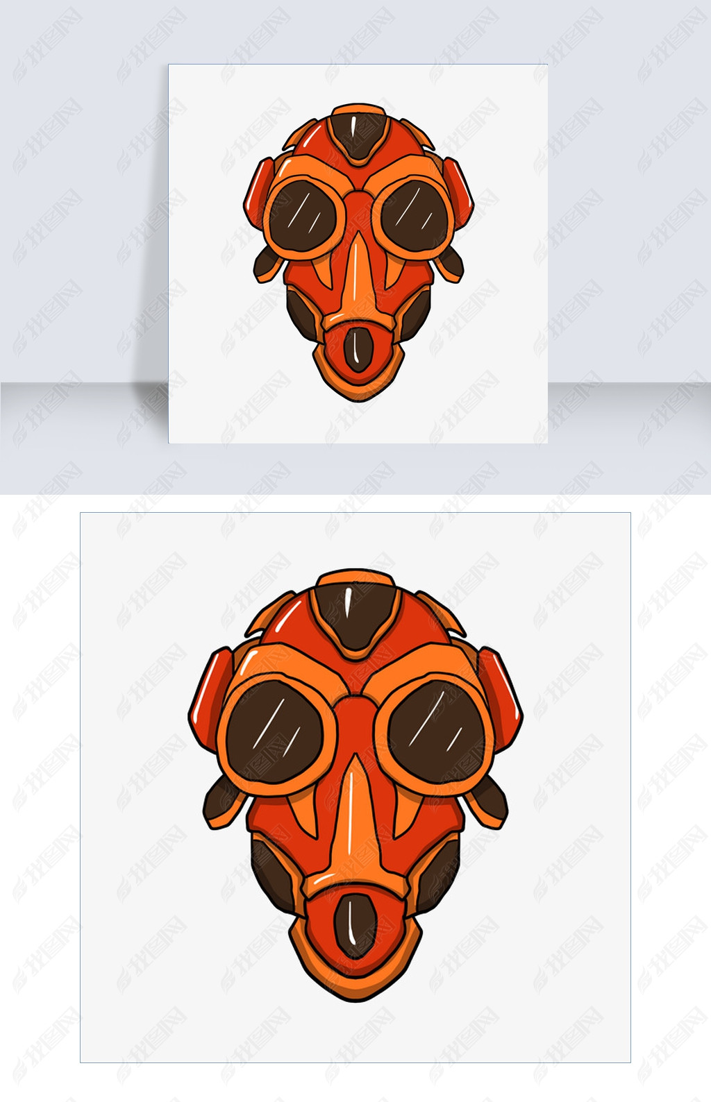 黄色防毒头盔插画