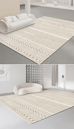 现代简约几何条纹极简艺术侘寂风地毯地垫