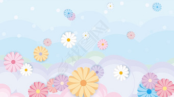 淡雅卡通鲜花花朵背景
