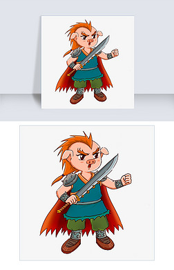 手绘野猪山贼png素材