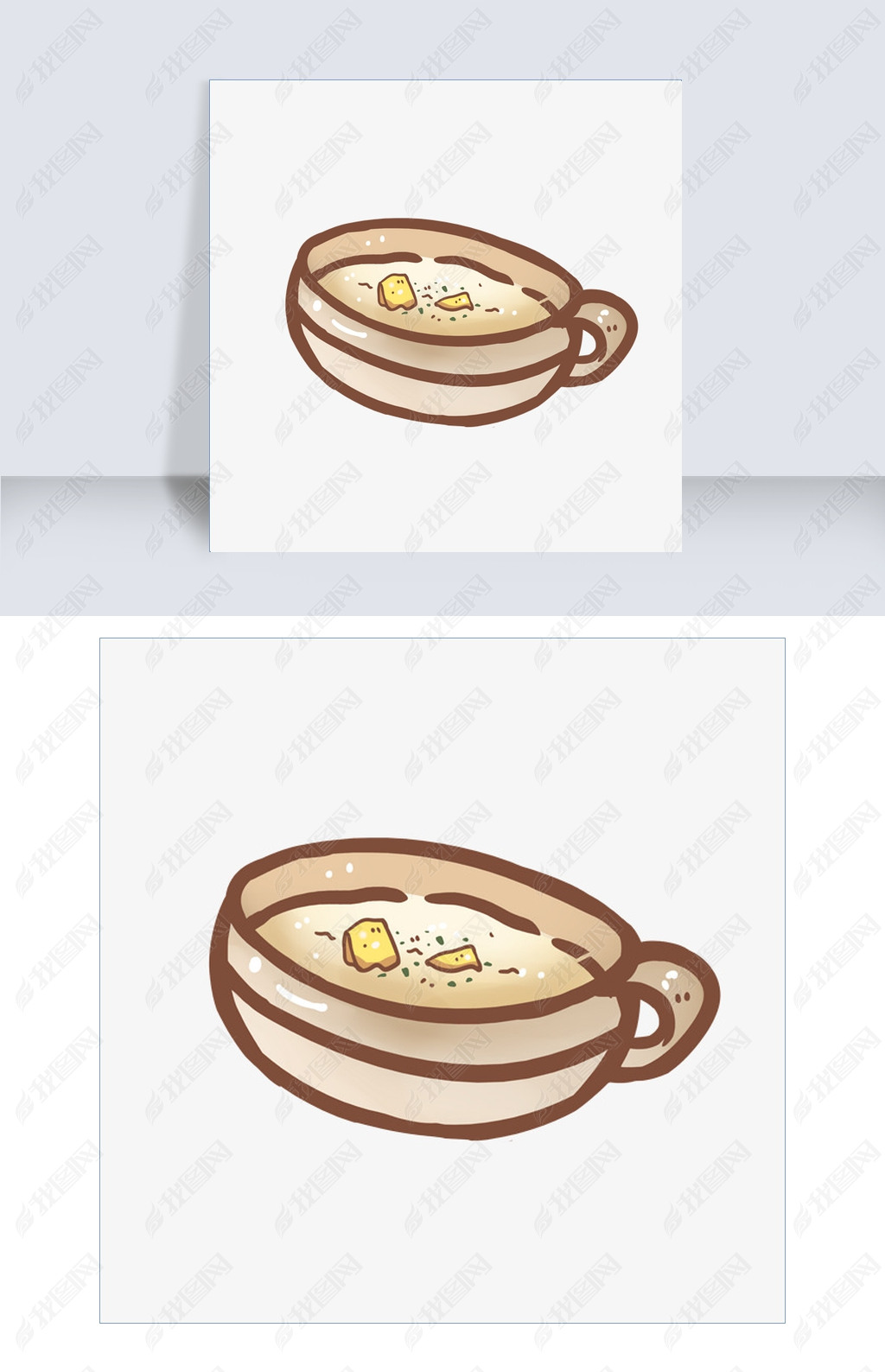 原创美味的法式洋葱汤插画版权可商用