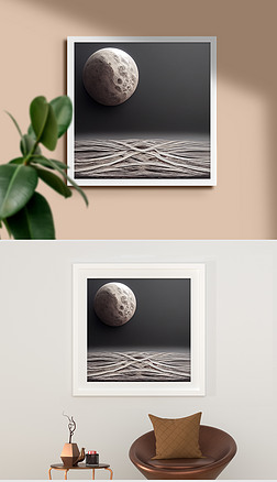浮雕艺术月球月亮肌理砂岩画正方形装饰画