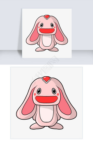 粉色大耳朵兔子插画