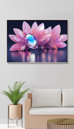 现代立体水晶花朵晶石画客厅装饰画