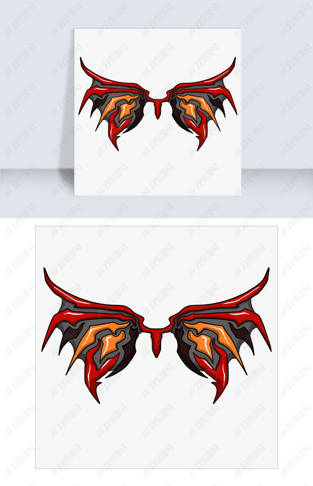 倒三角的恶魔之翼插画