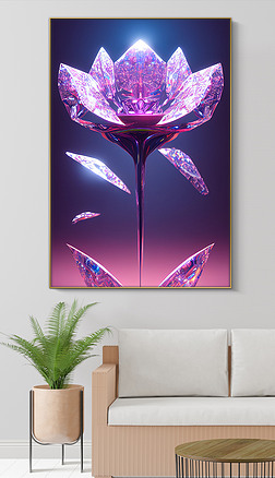 现代立体花朵水晶花玄关装饰画