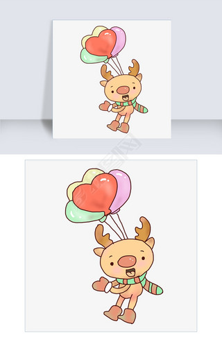 圣诞节卡通手绘麋鹿