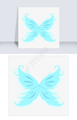 蓝色的天使翅膀插画