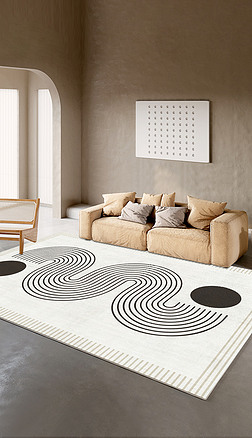 法式黑石公寓轻奢复古客厅卧室摩登高级感地毯