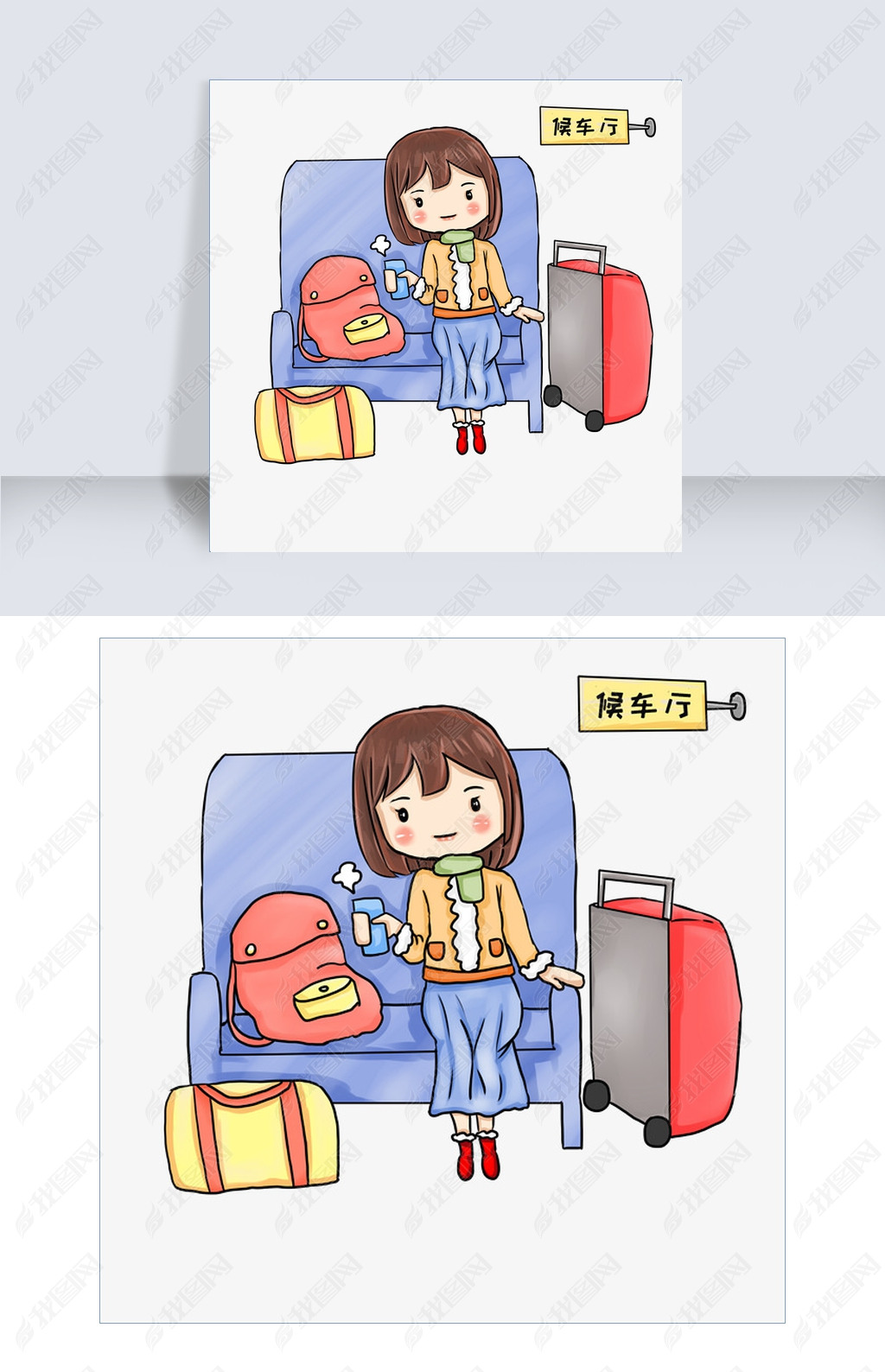 春运人物和候车厅