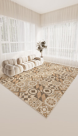 北欧现代轻奢抽象几何床边毯客厅地毯地垫