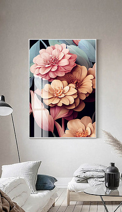 现代抽象轻奢极简植物花卉创意客厅装饰画