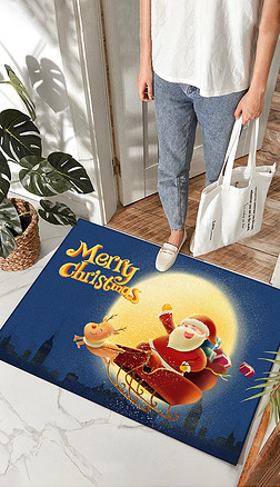现代轻奢红色简约卡通圣诞雪人入户门垫地毯地垫