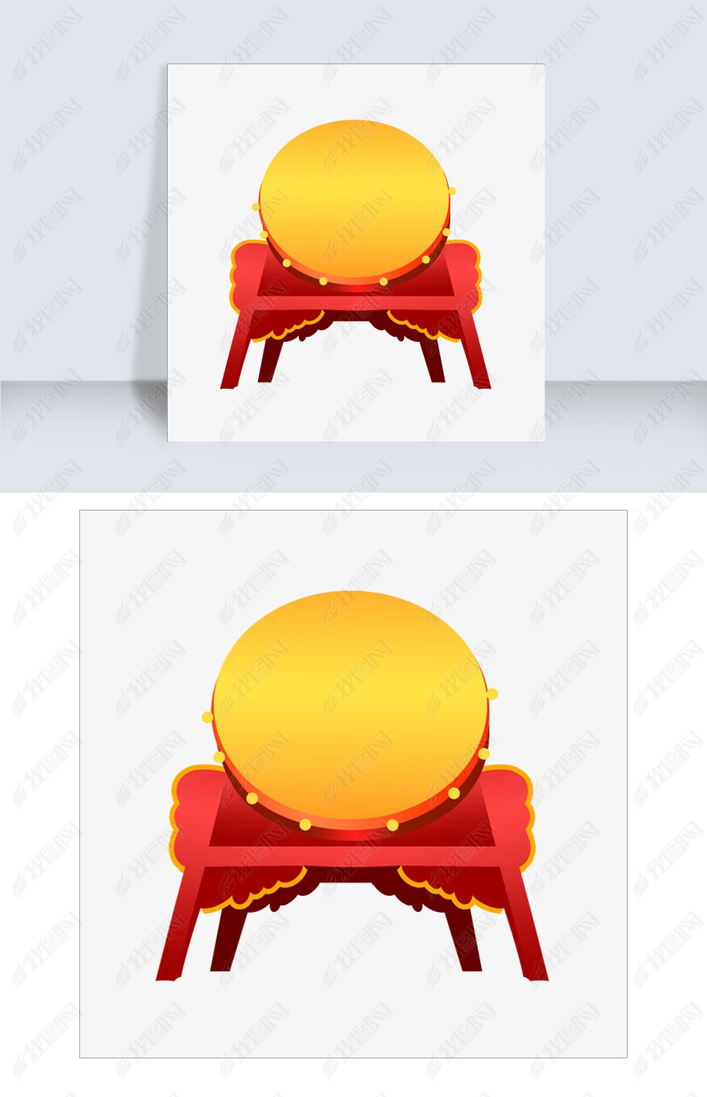 原创漂亮的大锣鼓手绘插画版权可商用