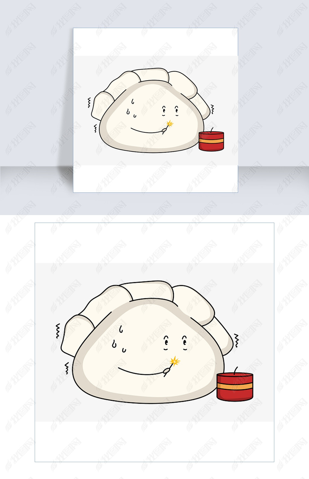 原创可爱的饺子手绘插画版权可商用