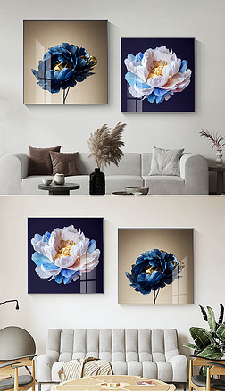 现代抽象轻奢简约唯美花卉创意客厅装饰画