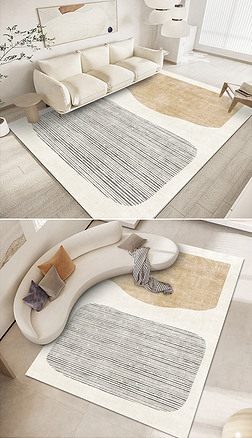 现代简约几何条纹艺术极简地毯地垫图案设计
