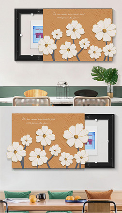 现代轻奢电表箱装饰画奶油花卉餐厅弱电表箱画