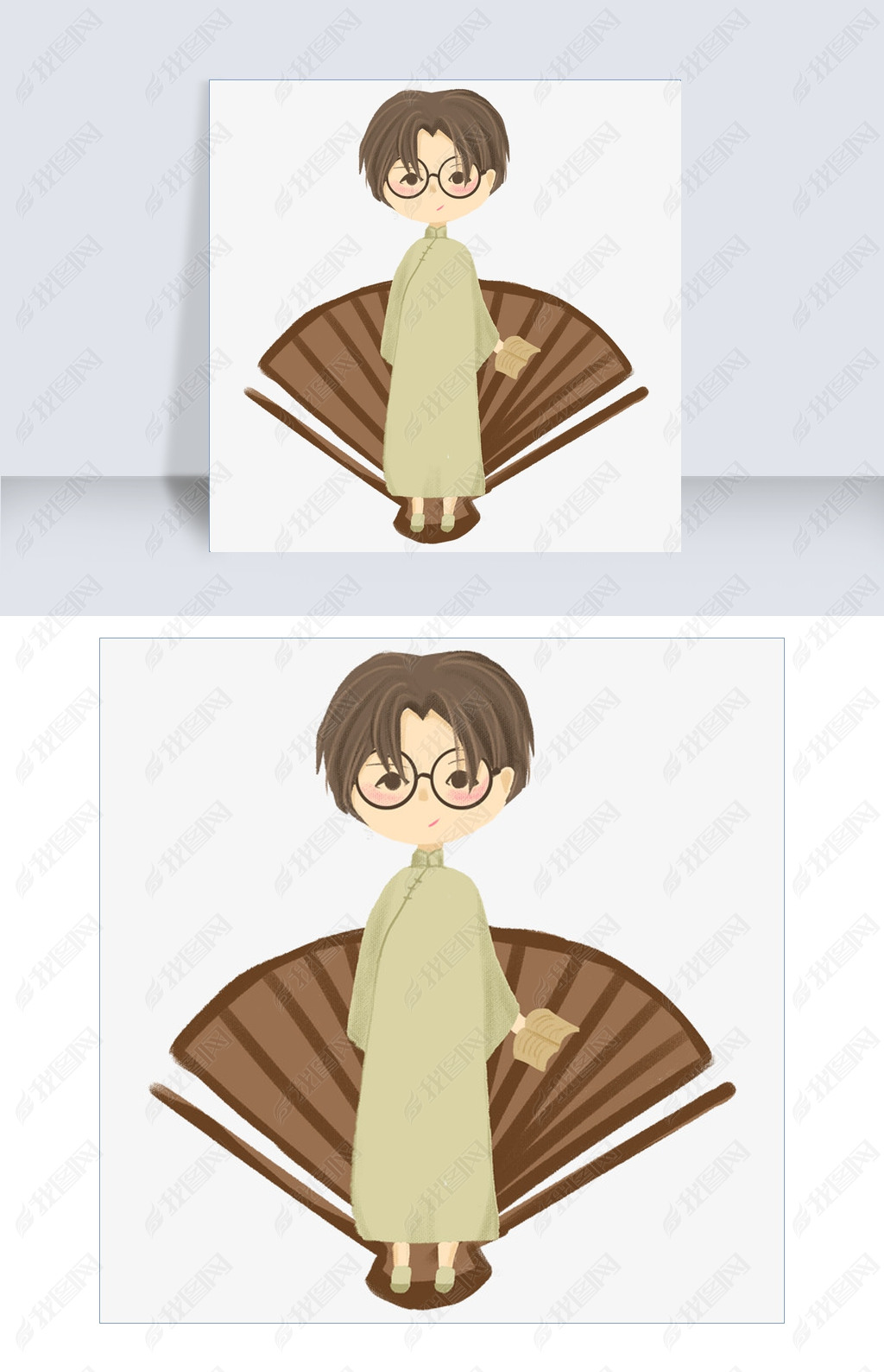 原创民国风手绘男子手绘免抠图版权可商用