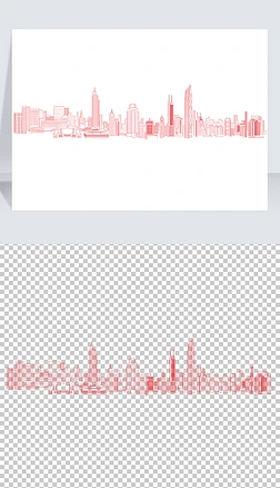 深圳手绘城市地标建筑剪影矢量素材免抠图片