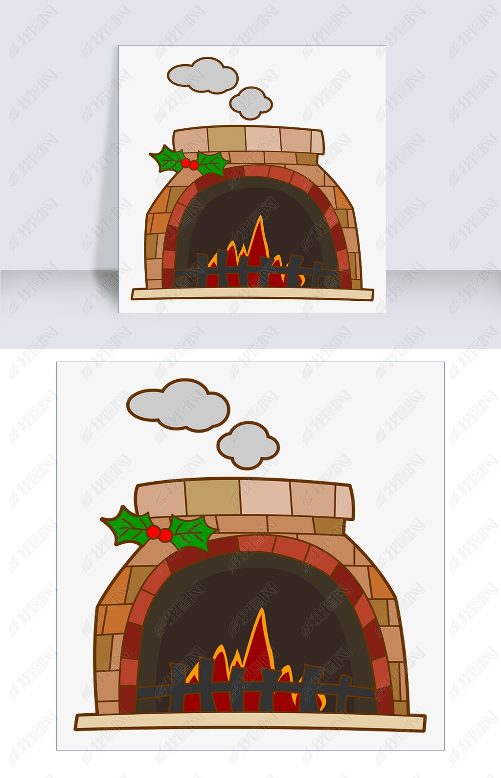 圣诞节卡通手绘q版烟囱