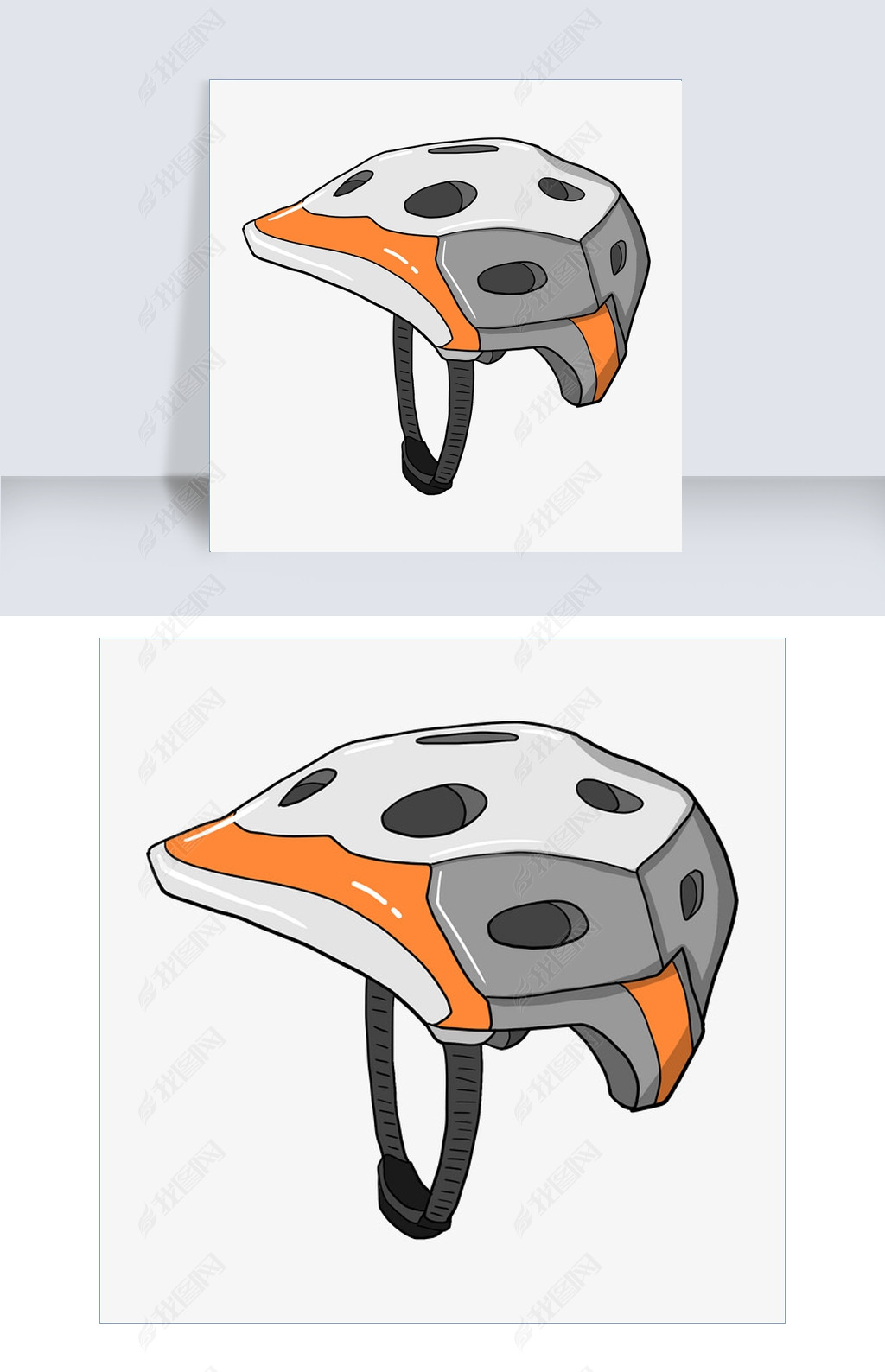 原创灰色的头盔手绘插画版权可商用