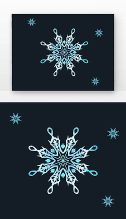 蓝色立冬八瓣水晶雪花飘落元素