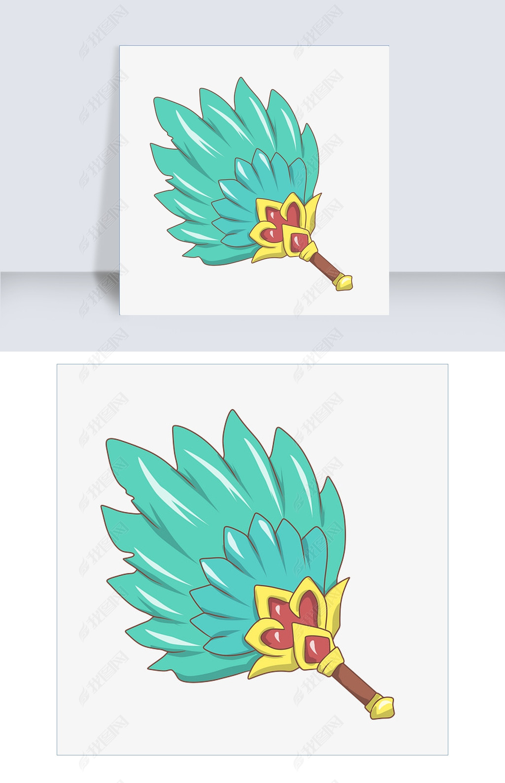 原创卡通手绘羽扇插画版权可商用