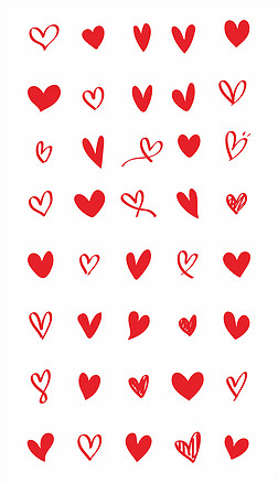 矢量红色心形爱心形状红心可爱装饰图案素材