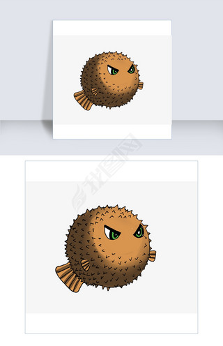 生气鼓起的可爱河豚