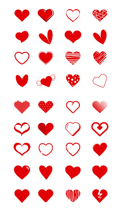 矢量红色心形爱心形状红心可爱装饰图案素材