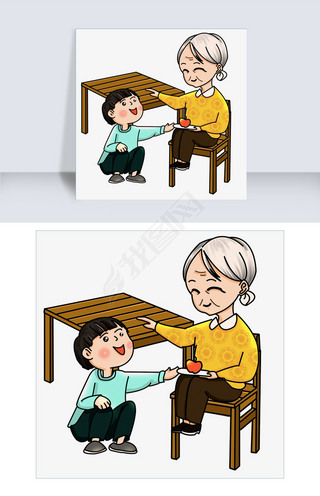 重阳节奶奶孙子孝顺png