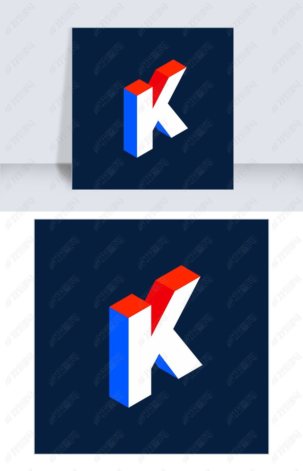 原创3d立体的字母k版权可商用