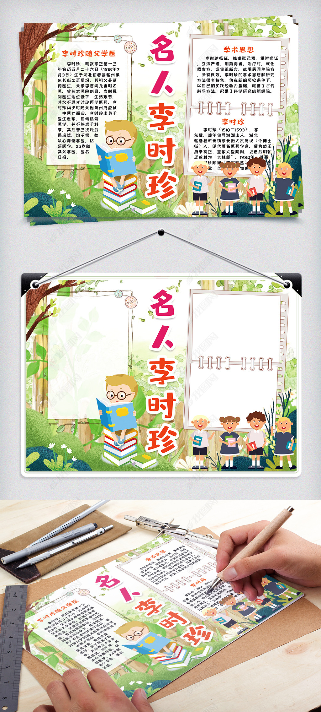 名人介绍李时珍小报手抄报模版