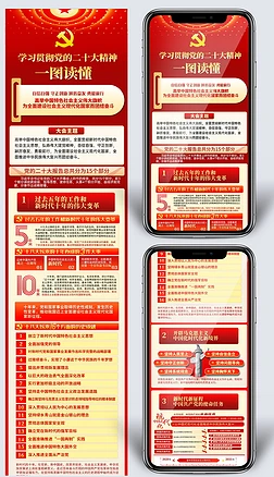 新媒体长图党的二十大手机H5宣传用图