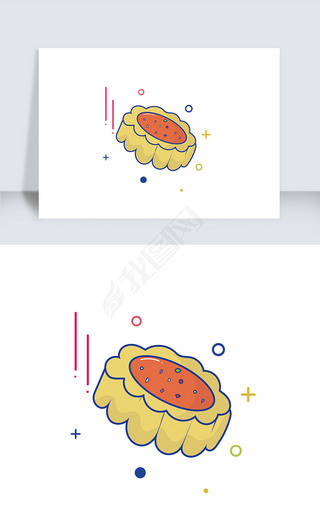 2019年卡通月饼手绘矢量图标