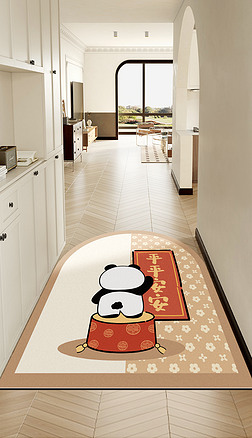 兔年春节熊猫卡通地垫门口入户地毯进门地垫