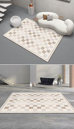现代简约几何侘寂风客厅卧室地毯地垫设计