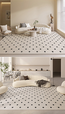 北欧现代轻奢抽象圆点几何床边毯客厅地毯地