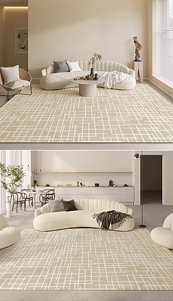 北欧现代轻奢抽象线条几何床边毯客厅地毯地