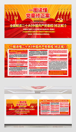 二十大关于修改中国共产党党章的决议展板