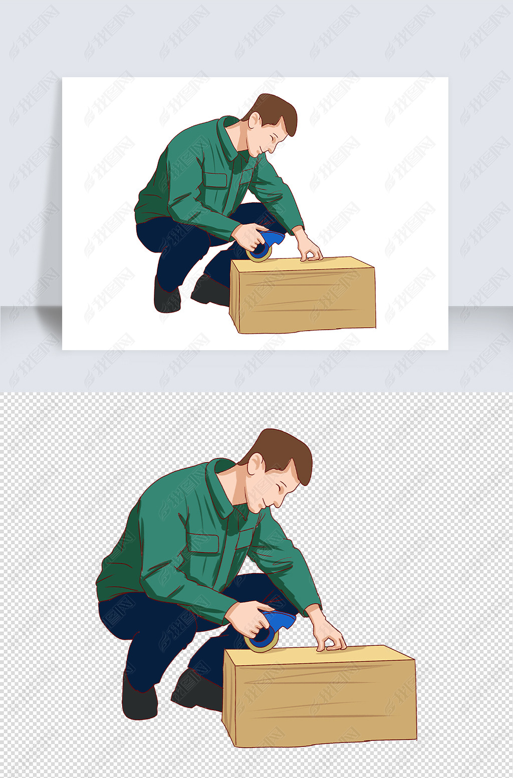 制造业工人人物手绘插画元素