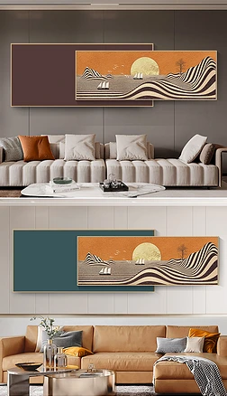现代简约抽象线条山水客厅组合卧室床头画