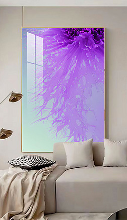 唯美艺术紫色花朵客厅装饰画