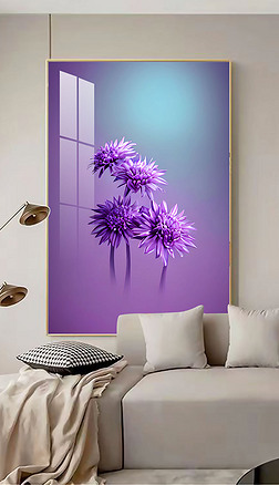 唯美艺术紫色花朵客厅装饰画