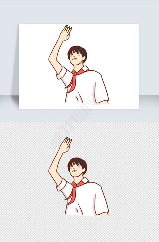 少先队员敬礼手绘背影专题模板